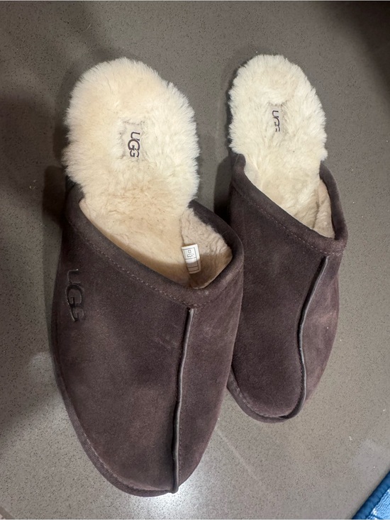 UGG Other - UGG Men’s  Suede Sheepskin Mule Slippers in Dark Brown with Cream Lining
